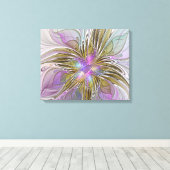 Floral kleurrijk Abstract fractal met roze en goud Canvas Afdruk (Insitu (Houten vloer))
