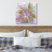 Floral kleurrijk Abstract fractal met roze en goud Canvas Afdruk (Insitu (Slaapkamer))