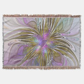 Floral kleurrijk Abstract fractal met roze en goud Deken (Voorkant)