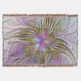 Floral kleurrijk Abstract fractal met roze en goud Deken