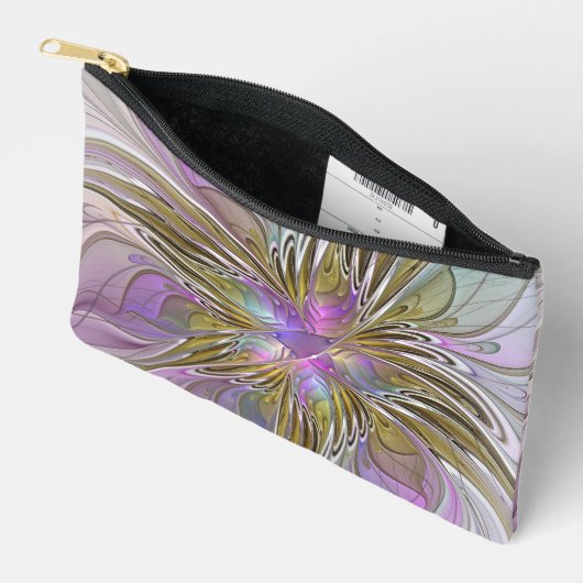 Floral kleurrijk Abstract fractal met roze en goud Etui (Open)