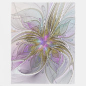 Floral kleurrijk Abstract fractal met roze en goud Fleece Deken (Voorkant)