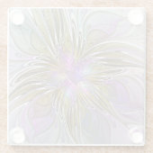 Floral kleurrijk Abstract fractal met roze en goud Glazen Onderzetter (Achterkant)