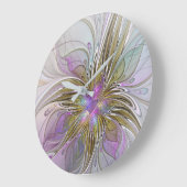 Floral kleurrijk Abstract fractal met roze en goud Grote Klok (Hoek)