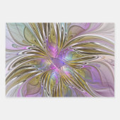 Floral kleurrijk Abstract fractal met roze en goud Inpakpapier Vel (Voorkant 2)
