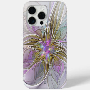 Floral kleurrijk Abstract fractal met roze en goud iPhone 15 Pro Max Case