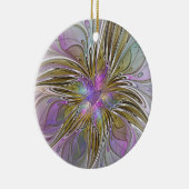Floral kleurrijk Abstract fractal met roze en goud Keramisch Ornament (Rechts)