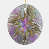 Floral kleurrijk Abstract fractal met roze en goud Keramisch Ornament (Links)