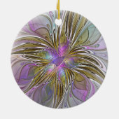 Floral kleurrijk Abstract fractal met roze en goud Keramisch Ornament (Achterkant)