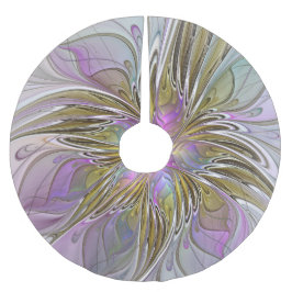 Floral kleurrijk Abstract fractal met roze en goud Kerstboom Rok