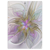 Floral kleurrijk Abstract fractal met roze en goud Klembord (Achterkant)