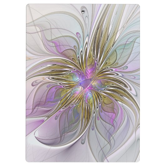Floral kleurrijk Abstract fractal met roze en goud Klembord (Achterkant)