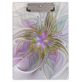 Floral kleurrijk Abstract fractal met roze en goud Klembord (Voorkant)