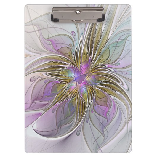 Floral kleurrijk Abstract fractal met roze en goud Klembord (Voorkant)