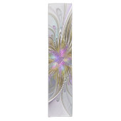 Floral kleurrijk Abstract fractal met roze en goud Korte Tafelloper (Voorkant)