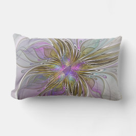 Floral kleurrijk Abstract fractal met roze en goud Kussen