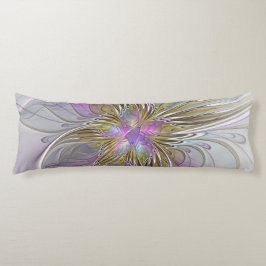Floral kleurrijk Abstract fractal met roze en goud Lichaamskussen