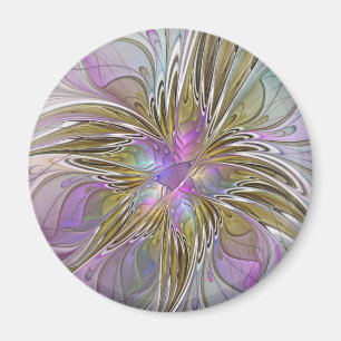 Floral kleurrijk Abstract fractal met roze en goud Magneet