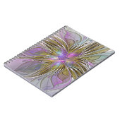 Floral kleurrijk Abstract fractal met roze en goud Notitieboek (Linkerzijde)