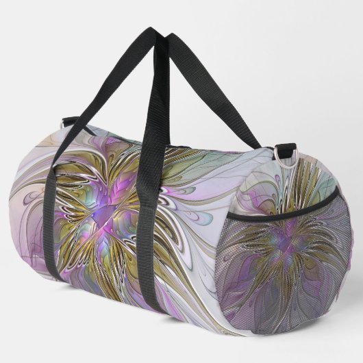 Floral kleurrijk Abstract fractal met roze en goud Plunjezak (Rechterhoek)