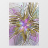 Floral kleurrijk Abstract fractal met roze en goud Raamsticker (Vel)