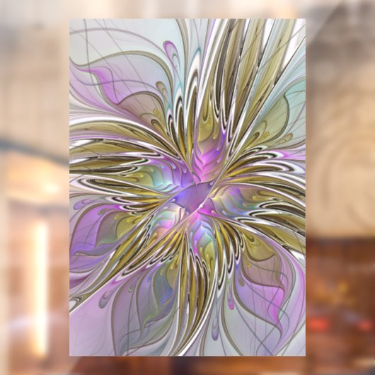 Floral kleurrijk Abstract fractal met roze en goud Raamsticker (Vel 2)