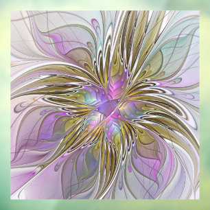 Floral kleurrijk Abstract fractal met roze en goud Raamsticker