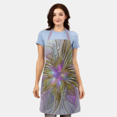 Floral kleurrijk Abstract fractal met roze en goud Schort (Gedragen)