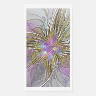 Floral kleurrijk Abstract fractal met roze en goud Servet