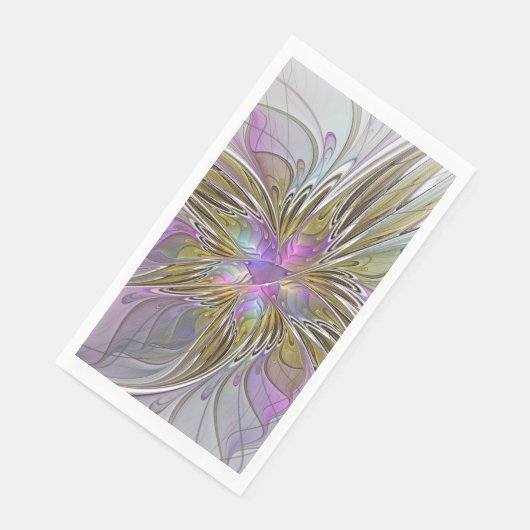 Floral kleurrijk Abstract fractal met roze en goud Servet (Hoek)