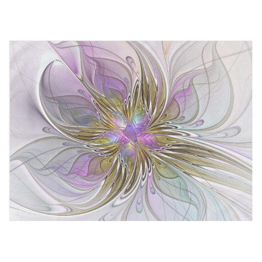 Floral kleurrijk Abstract fractal met roze en goud Tafelkleed (Voorkant (Horizontaal))