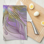 Floral kleurrijk Abstract fractal met roze en goud Theedoek (Quarter Fold)