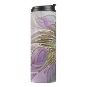 Floral kleurrijk Abstract fractal met roze en goud Thermosbeker (Gedraaid links)