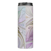 Floral kleurrijk Abstract fractal met roze en goud Thermosbeker (Achterkant)
