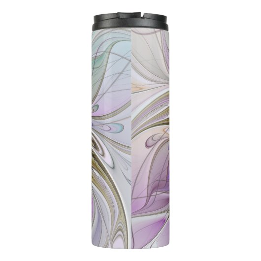 Floral kleurrijk Abstract fractal met roze en goud Thermosbeker (Achterkant)