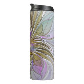 Floral kleurrijk Abstract fractal met roze en goud Thermosbeker (Geroteerd rechts)