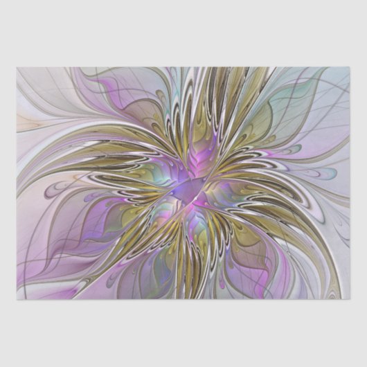 Floral kleurrijk Abstract fractal met roze en goud Tissuepapier (Voorkant)