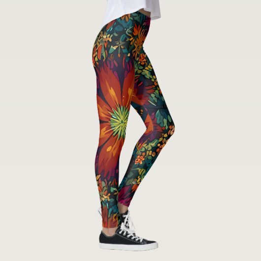 Floral kleurrijk ontwerp leggings (Rechts)