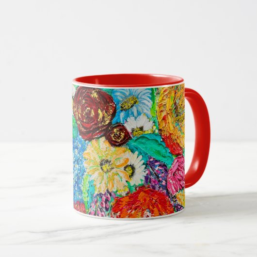 Floral kleurrijk schildercadeau voor haar koffie M Mok (Voorkant rechts)