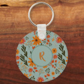 Floral  kleurrijke bloemen Sleutelhanger (Voorkant)