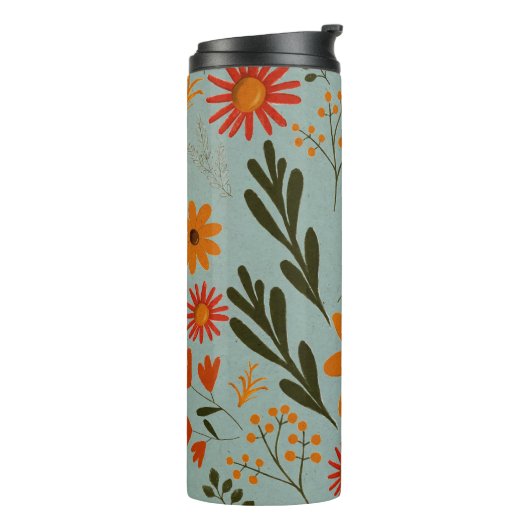 Floral  kleurrijke ventilator thermisch getumbler thermosbeker (Gedraaid links)