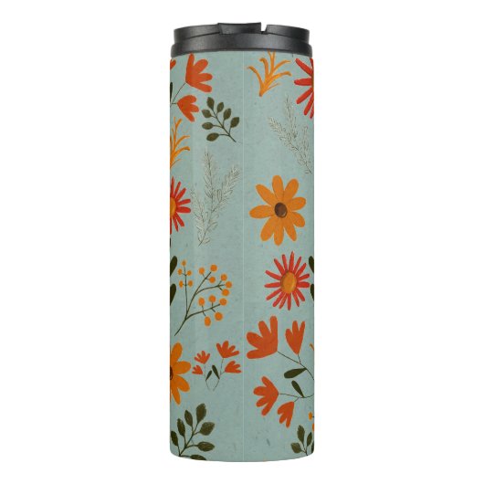 Floral  kleurrijke ventilator thermisch getumbler thermosbeker (Achterkant)
