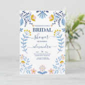 Floral kleurrijke volkskunst Bridal Kaart (Staand voorkant)