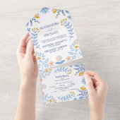 Floral kleurrijke volksmirbruiloft all in one uitnodiging (Afscheurbaar)