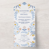 Floral kleurrijke volksmirbruiloft all in one uitnodiging (Binnen)