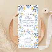 Floral kleurrijke volksmirbruiloft all in one uitnodiging