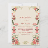 Floral kleurrijke volksmirbruiloft kaart (Voorkant)