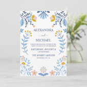 Floral kleurrijke volksmirbruiloft kaart (Staand voorkant)