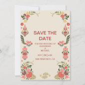 Floral kleurrijke volksmirbruiloft save the date (Voorkant)