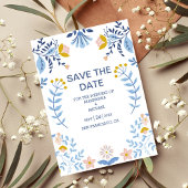 Floral kleurrijke volksmirbruiloft save the date
